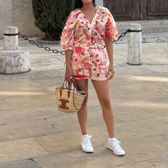 Agua bendita Floral Pink and Red Romper - Picture 2 of 5